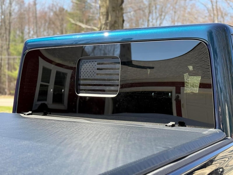 xinghe for Toyota Tacoma 2024 2025 2026 Rear Middle Window American Flag Decal, Matte Black USA Flag Vinyl Sticker for Tacoma Truck Back Sliding Window, Patriotic Decal for Tacoma Accessories - Image 3